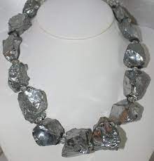 Rough Silver Titanium Quartz Statement Necklace Raw Crystal Nugget Jewelry Big Bold Chunky Raw Quartz Necklace Big Bold Beaded Jewelry Raw Quartz Necklace Statement Necklace Titanium Quartz