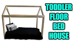 Create a loft style bed that looks like a club house with attached stair steps and two windows, plus floor then they need a toddler bed. How To Make A Toddler Floor Bed House Montessori Bed Youtube