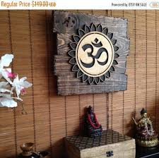 2 Day Sale Wall Art Om Symbol Wood Wall Art By Yvonnesayershome Wood Wall Art Wall Hanging House Warming Gifts