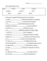 spanish stem changing verbs worksheet o ue by chelsi friese tpt