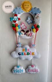 Ikizler Kapisusu Twins Baby Felt Babyroom Bebek Kapi Susleri Sus Bebek