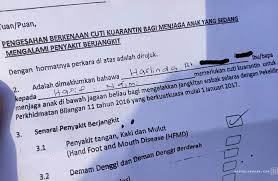 Di bawah pekeliling perkhidmatan bilangan 11 tahun 2016 arahan: Cuti Kuarantin 5 Penyakit Berjangkit Khas Kakitangan Awam Jaga Anak Di Rumah