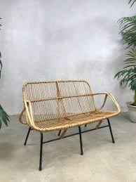 Vintage Design Rattan Sofa Bench Rotan Bank Rohe Noordwolde Bankjes Stoelen Interieur