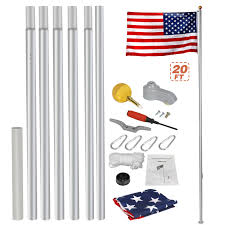 No problem mowing around it. In Ground Pole And Hardware F2c 20ft Sectional Flagpole Kit Outdoor Halyard Pole W 1 Us American 3x5 Flag Outdoor Decor Patio Lawn Garden Ourvagabondstories Com