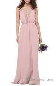 2018 Sifon Elbise Modelleri Pudra Uzun Askili Goguste Dantelli Nedime Giysileri Elbise Modelleri Ve The Dress