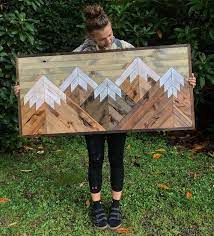 Large Five Rustic Wood Mountains Wall Art Etsy Wood Wall Art Diy Mountain Wood Art Reclaimed Wood Wall Art