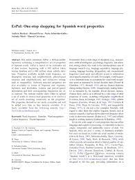 Pdf Espal One Stop Shopping For Spanish Word Properties