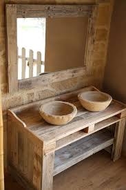 Bathroom Cabinet Made From Recycled Pallet Wood With Washbasins In Imitation Stone And Mirror Handmade Paletes De Madeira Moveis Artesanais E Moveis De Paletes