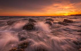 Sunset island wallpapers computer desktop. Hd Wallpaper Squires Beach And Pickering Ontario Pickering City In Canada Sunset Red Sky Clouds Waves Rocks Wallpaper Hd For Desktop 3840 2400 Wallpaper Flare