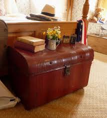 Old Victorian Railway Tin Trunk Metal Chest Steel Storage Box Coffee Table Ebay Metal Chest Vintage Trunks Metal Trunks