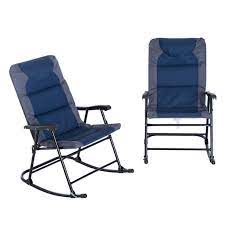 Giantex 3 pcs folding bistro set outdoor patio rocking chairs round table set 2 rocking chairs w/glass coffee table for yard, patio, deck, backyard padded seat (blue & gray) 4.7 out of 5 stars 315 $209.99 $ 209. Outsunny Folding Padded Outdoor Camping Rocking Chair 2 Piece Set Blue Grey Walmart Com Walmart Com