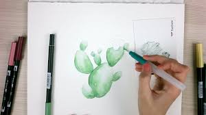 How to draw a cactus with real watercolor vector brushes. Watercolor Painting For Beginners With Brush Pens