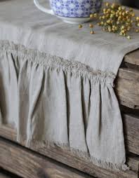 Table Runner Shabby Chic Ruffled Table Runner Wedding Linen Etsy Linen Table Runner Table Cloth Table Runners