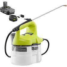 Sprays approximately 18 gallons of liquid. Ryobi One 18v Cordless Battery 1 Gal Chemical Sprayer With 1 3 Ah Battery And Charger P2810 The Home Depot