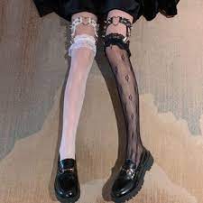 ($12) ❤ liked on polyvore featuring intimates, socks & hosiery, garter belt and suspender belt. Dute Studded Heart Garter Belt Lace Over The Knee Socks Yesstyle
