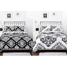 Reversible Black And White Classic Noir 3 Piece Comforter Set With Shams Full Walmart Com Damask Bedding Black Comforter Sets Full Comforter Sets