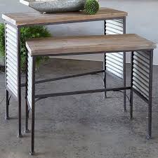 Wood And Metal Nest Of Tables Set Of 2 Metal Nesting Tables Wood And Metal Metal Sofa