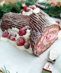 Chocolate Buche De Noel Cran Raspberry Mascarpone Cream Impressive Christmas Dessert Chocolate Yule Log Yule Log Cake