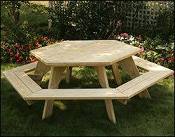 Treated Pine Hexagon Picnic Table 999 Mcdonald Street In 2019 Pallet Picnic Tables Picnic Table Picnic Table Plans