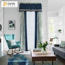 The most common navy blue green room material is wool. Valance And Blackout Curtain Sheer Window Curtain For Living Room Dihinhome Home Textile