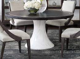Extends up to 110 w with two 18 leaves. Bernhardt Decorage Cerused Mink Silver Mist 60 Wide Round Dining Table Bhk1081
