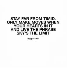 Stay far from timid only make moves when you' for android, ios, macox, linux, windows and any others gadget or pc. Stay Far From Timid Only Make Moves When Your Hearts In It And Live The Phrase Sky S The Limit Biggie 1997 Meme On Me Me