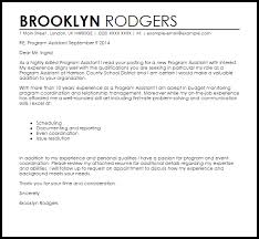 Program Assistant Cover Letter Sample Cover Letter Templates Examples