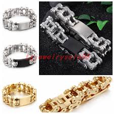 Black And Gold Motorcycle Chain High Quality 20mm Wide Silver Gold Black Id Bracelet Strong Men S Stainless Steel Motorcycle Bycle Chain Bangle J Bangles Jewelry Bangle Bracelets Id Bracelets