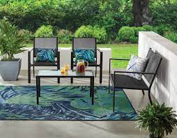 Sold and shipped by best choice products. Mainstays Kingston Ridge 4 Piece Outdoor Patio Furniture With Grey Sling Conversation Set Black Metal Walmart Com Walmart Com