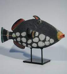 Man Of Earth Baliste Clown Cire Ceramique D Art Raku Les Poissons Statues Et Decoration Ceramique D Art Paris France Art Ceramique Raku Poisson Ceramique