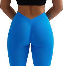 Amazon.com: MOSHENGQI V Back Scrunch Leggings for Women Butt Lifting High  Waisted Workout Yoga Pants(S,018-Blue) : Clothing, Shoes & Jewelry