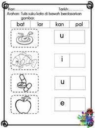 Mari membaca suku kata abc ba bi bu aeiou melayu bahasa malaysia belajar membaca. Tulis Suku Kata Dibawah Berdasarkan Gambar Language Malay Grade Level Prasekolah Schoo Free Preschool Worksheets Preschool Learning Activities Free Preschool