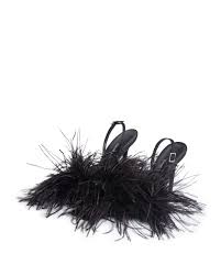 FEATHER SLINGBACK PUMPS IN BLACK