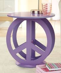 Purple Unique Retro Groovy Peace Sign End Table Night Stand Tween Room Wholesale Retro Decor Tween Room Decor