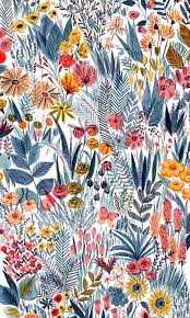 Blue Pink Yellow Floral Pattern Prints Pattern Wallpaper Flower Art
