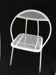 Vintage Salterini Style Metal Garden Chair Mid Century Modern Shabby White Foldable Chair Garden Chairs Metal Mid Century Modern Chair Metal Patio Chairs