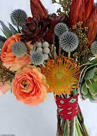 Plastic Open Needle Protea Flower In Orange Yellow 27 Tall Tropical Artificial Flowers Artificial Flower Arrangements Wood Flowers