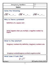 Imaginary Numbers An Introduction Scaffolded Notes Scaffolded Notes Notes Numbers