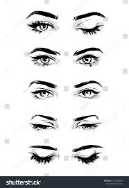 Beautiful Woman Black And White Drawing Beautiful Woman Eyes Black And White Ink Drawing Sketch Set Vector Fashion Illustration White Ink Eye Black Black And White