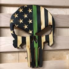 Maybe you would like to learn more about one of these? Wooden American Flag Punisher Skull Thin Blue Line Red Green Cosmic Frogs Vinyl