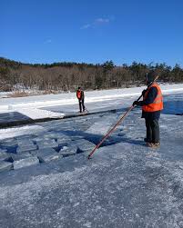 ice harvesting on Squam Lake ...