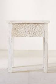 Amira Carved Wood Nightstand Rustic White Furniture Wood Nightstand Boho Nightstand