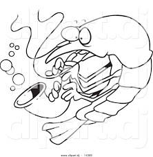 Colour online shrimp colouring page using our colouring palette and download your coloured page by clicking save image. Vector Of Cartoon Shrimp Playing A Saxophone Coloring Page Outline By Toonaday 14385