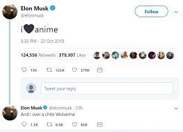 200,996 likes · 1,621 talking about this. Elon Musk Locked Out Of Twitter Account After Saying He Loves Anime