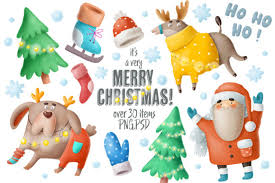Download Christmas Clipart And Characters Set Graphic By Architekt At Creative Fabrica SVG Cut Files