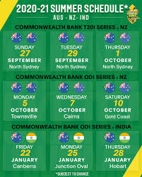 Complete india cricket schedule 2021 with fixtures of all upcoming cricket series of india during 2020 for t20s, odis and test matches. Australian Women S Cricket Team On Twitter Here S How Our Schedule For The 2020 21 Season Is Looking At The Moment As Announced By Cricketaus Tonight More Details Https T Co Qdgx3avwrv Https T Co C0ez5qgh7b