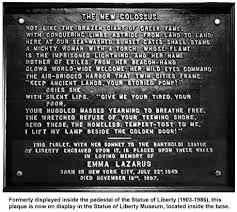 Statue Of Liberty Plaque With Emma Lazarus Poem The Colossus Statue Of Liberty Quote Statue Of Liberty Inscription The New Colossus