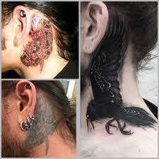 Huginn The Raven Cover Up By Alyssa Of Hydra Tattoo Collective In Toronto On Neck Tattoo Cover Up Neck Tattoo Tattoos