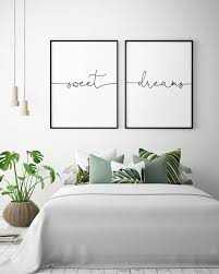 Above Bed Art Sweet Dreams Printable Art Set Of 2 Bedroom Etsy In 2020 Above Bed Decor Wall Decor Bedroom Bed Decor