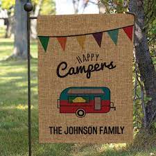 Happy campers applique summer garden flag flamingo camping 12.5 x 18. Personalized Happy Campers Burlap Garden Flag With Flag Pole 1 Review 5 Stars Signals Ra4252